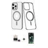 MARSİLYAN™- iPhone 14 Pro Max Kılıf Yörünge Minimal - Siyah 360 Mat Full Body Arka Koruyucu + Bilvis Titan Kamera Lens - GD