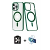 MARSİLYAN™- iPhone 14 Pro Max Kılıf Yörünge Minimal - Siyah 3D Antistatik Cam Ekran Koruyucu + PVD Metal Kamera Lens - TU