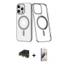 MARSİLYAN™- iPhone 14 Pro Max Kılıf Yörünge Minimal - Siyah Bilvis 3D Mat Cam Ekran Koruyucu + Raze Metal Kamera Lens - GD