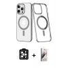 MARSİLYAN™- iPhone 14 Pro Max Kılıf Yörünge Minimal - Siyah Bilvis 3D Mat Cam Ekran Koruyucu + PVD Metal Kamera Lens - TU