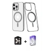 MARSİLYAN™- iPhone 14 Pro Max Kılıf Yörünge Minimal - Siyah Bilvis 5in1 3D Magic Cam Ekran Koruyucu + PVD Metal Kamera Lens - TU