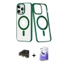 MARSİLYAN™- iPhone 14 Pro Max Kılıf Yörünge Minimal - Siyah Bilvis 5in1 5D Magic Hayalet Cam Ekran Koruyucu + Gold Raze Metal Kamera Lens