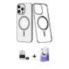 MARSİLYAN™- iPhone 14 Pro Max Kılıf Yörünge Minimal - Siyah Bilvis 5in1 5D Magic Hayalet Cam Ekran Koruyucu + Bilvis Titan Kamera Lens - GD