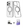 MARSİLYAN™- iPhone 14 Pro Max Kılıf Yörünge Minimal - Siyah Bilvis 5in1 5D Magic Hayalet Cam Ekran Koruyucu + Bilvis Titan Kamera Lens - SH