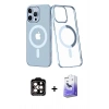 MARSİLYAN™- iPhone 14 Pro Max Kılıf Yörünge Minimal - Siyah Bilvis 5in1 5D Magic Hayalet Cam Ekran Koruyucu + PVD Metal Kamera Lens - TU