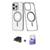 MARSİLYAN™- iPhone 14 Pro Max Kılıf Yörünge Minimal - Siyah Bilvis 5in1 5D Magic Hayalet Cam Ekran Koruyucu + Gold Raze Metal Kamera Lens