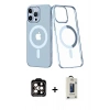 MARSİLYAN™- iPhone 14 Pro Max Kılıf Yörünge Minimal - Siyah Bilvis Hayalet Cam Ekran Koruyucu + Turuncu PVD Metal Kamera Lens