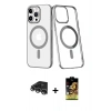 MARSİLYAN™- iPhone 14 Pro Max Kılıf Yörünge Minimal - Siyah Buffer Cam Ekran Koruyucu + Raze Metal Kamera Lens - GS