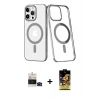 MARSİLYAN™- iPhone 14 Pro Max Kılıf Yörünge Minimal - Siyah Buffer Cam Ekran Koruyucu + Siyah Bilvis Titan Kamera Lens