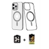 MARSİLYAN™- iPhone 14 Pro Max Kılıf Yörünge Minimal - Siyah Buffer Cam Ekran Koruyucu + PVD Metal Kamera Lens - TU