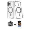 MARSİLYAN™- iPhone 14 Pro Max Kılıf Yörünge Minimal - Siyah Buffer Hayalet Cam Ekran Koruyucu + PVD Metal Kamera Lens - TU