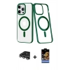 MARSİLYAN™- iPhone 14 Pro Max Kılıf Yörünge Minimal - Siyah Buffer Hayalet Cam Ekran Koruyucu + Raze Metal Kamera Lens - GS