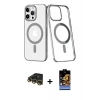 MARSİLYAN™- iPhone 14 Pro Max Kılıf Yörünge Minimal - Siyah Buffer Hayalet Cam Ekran Koruyucu + Raze Metal Kamera Lens - GD