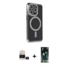 MARSİLYAN™- iPhone 14 Pro Max Kılıf Zirve Doku Prime - Şeffaf 360 Full Body Arka Koruyucu + Siyah Bilvis Titan Kamera Lens