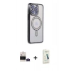 MARSİLYAN™- iPhone 14 Pro Max Kılıf Zirve Doku Prime - Şeffaf Pasifik Cam Ekran Koruyucu + Bilvis Titan Kamera Lens - DNMR