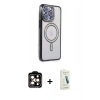 MARSİLYAN™- iPhone 14 Pro Max Kılıf Zirve Doku Prime - Şeffaf Pasifik Cam Ekran Koruyucu + PVD Metal Kamera Lens - TU