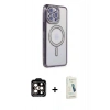 MARSİLYAN™- iPhone 14 Pro Max Kılıf Zirve Doku Prime - Şeffaf Pasifik Cam Ekran Koruyucu + PVD Metal Kamera Lens - TU