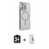 MARSİLYAN™- iPhone 14 Pro Max Kılıf Zirve Doku Prime - Şeffaf Pasifik Cam Ekran Koruyucu + PVD Metal Kamera Lens - TU