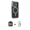 MARSİLYAN™- iPhone 14 Pro Max Kılıf Zirve Doku Prime - Şeffaf Pasifik Cam Ekran Koruyucu + PVD Metal Kamera Lens - TU
