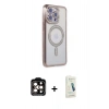 MARSİLYAN™- iPhone 14 Pro Max Kılıf Zirve Doku Prime - Şeffaf Pasifik Cam Ekran Koruyucu + PVD Metal Kamera Lens - TU