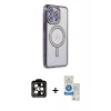 MARSİLYAN™- iPhone 14 Pro Max Kılıf Zirve Doku Prime - Şeffaf Royal Nano Ekran Koruyucu + PVD Metal Kamera Lens - TU