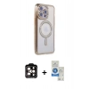 MARSİLYAN™- iPhone 14 Pro Max Kılıf Zirve Doku Prime - Şeffaf Royal Nano Ekran Koruyucu + PVD Metal Kamera Lens - TU