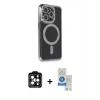 MARSİLYAN™- iPhone 14 Pro Max Kılıf Zirve Doku Prime - Şeffaf Royal Nano Ekran Koruyucu + PVD Metal Kamera Lens - TU