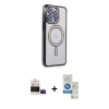 MARSİLYAN™- iPhone 14 Pro Max Kılıf Zirve Doku Prime - Şeffaf Royal Nano Ekran Koruyucu + Siyah Bilvis Titan Kamera Lens