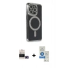 MARSİLYAN™- iPhone 14 Pro Max Kılıf Zirve Doku Prime - Şeffaf Royal Nano Ekran Koruyucu + Siyah Bilvis Titan Kamera Lens