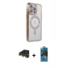 MARSİLYAN™- iPhone 14 Pro Max Kılıf Zirve Doku Prime - Siyah 18D Cam Ekran Koruyucu + Raze Metal Kamera Lens - GD