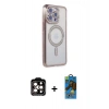 MARSİLYAN™- iPhone 14 Pro Max Kılıf Zirve Doku Prime - Siyah 18D Cam Ekran Koruyucu + PVD Metal Kamera Lens - TU