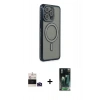 MARSİLYAN™- iPhone 14 Pro Max Kılıf Zirve Doku Prime - Siyah 360 Mat Full Body Arka Koruyucu + Bilvis Titan Kamera Lens - DNMR