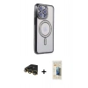 MARSİLYAN™- iPhone 14 Pro Max Kılıf Zirve Doku Prime - Siyah 6D Mat Seramik Hayalet Nano Ekran Koruyucu + Raze Metal Kamera Lens - GD