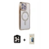 MARSİLYAN™- iPhone 14 Pro Max Kılıf Zirve Doku Prime - Siyah 6D Mat Seramik Hayalet Nano Ekran Koruyucu + PVD Metal Kamera Lens - TU