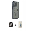 MARSİLYAN™- iPhone 14 Pro Max Kılıf Zirve Doku Prime - Siyah 6D Mat Seramik Hayalet Nano Ekran Koruyucu + PVD Metal Kamera Lens - TU