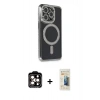MARSİLYAN™- iPhone 14 Pro Max Kılıf Zirve Doku Prime - Siyah 6D Mat Seramik Hayalet Nano Ekran Koruyucu + PVD Metal Kamera Lens - TU