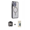 MARSİLYAN™- iPhone 14 Pro Max Kılıf Zirve Doku Prime - Siyah 6D Mat Seramik Hayalet Nano Ekran Koruyucu + PVD Metal Kamera Lens - TU