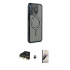 MARSİLYAN™- iPhone 14 Pro Max Kılıf Zirve Doku Prime - Siyah Bilvis 3D Mat Cam Ekran Koruyucu + Raze Metal Kamera Lens - GD