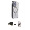 MARSİLYAN™- iPhone 14 Pro Max Kılıf Zirve Doku Prime - Siyah Bilvis 3D Mat Cam Ekran Koruyucu + Raze Metal Kamera Lens - GD