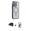MARSİLYAN™- iPhone 14 Pro Max Kılıf Zirve Doku Prime - Siyah Bilvis 3D Mat Cam Ekran Koruyucu + Raze Metal Kamera Lens - GS