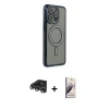 MARSİLYAN™- iPhone 14 Pro Max Kılıf Zirve Doku Prime - Siyah Bilvis 3D Mat Cam Ekran Koruyucu + Raze Metal Kamera Lens - GS