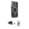 MARSİLYAN™- iPhone 14 Pro Max Kılıf Zirve Doku Prime - Siyah Bilvis 3D Mat Cam Ekran Koruyucu + Raze Metal Kamera Lens - GS