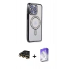 MARSİLYAN™- iPhone 14 Pro Max Kılıf Zirve Doku Prime - Siyah Bilvis 5in1 3D Magic Cam Ekran Koruyucu + Gold Raze Metal Kamera Lens