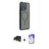 MARSİLYAN™- iPhone 14 Pro Max Kılıf Zirve Doku Prime - Siyah Bilvis 5in1 3D Magic Cam Ekran Koruyucu + Gold Raze Metal Kamera Lens