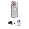 MARSİLYAN™- iPhone 14 Pro Max Kılıf Zirve Doku Prime - Siyah Bilvis 5in1 3D Magic Cam Ekran Koruyucu + Gold Raze Metal Kamera Lens