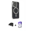 MARSİLYAN™- iPhone 14 Pro Max Kılıf Zirve Doku Prime - Siyah Bilvis 5in1 3D Magic Cam Ekran Koruyucu + Raze Metal Kamera Lens - GS