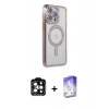 MARSİLYAN™- iPhone 14 Pro Max Kılıf Zirve Doku Prime - Siyah Bilvis 5in1 3D Magic Cam Ekran Koruyucu + PVD Metal Kamera Lens - TU