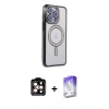 MARSİLYAN™- iPhone 14 Pro Max Kılıf Zirve Doku Prime - Siyah Bilvis 5in1 3D Magic Cam Ekran Koruyucu + PVD Metal Kamera Lens - TU