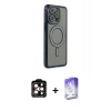MARSİLYAN™- iPhone 14 Pro Max Kılıf Zirve Doku Prime - Siyah Bilvis 5in1 3D Magic Cam Ekran Koruyucu + PVD Metal Kamera Lens - TU