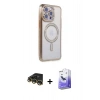 MARSİLYAN™- iPhone 14 Pro Max Kılıf Zirve Doku Prime - Siyah Bilvis 5in1 5D Magic Hayalet Cam Ekran Koruyucu + Raze Metal Kamera Lens - GD